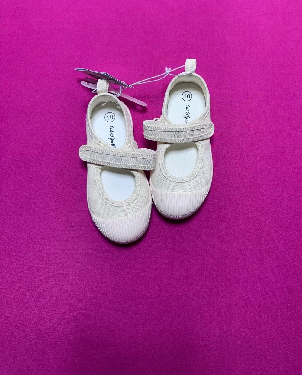 Cat & Jack Mary Jane Canvas Shoes – Beige Rubber Toe Everyday Size 10